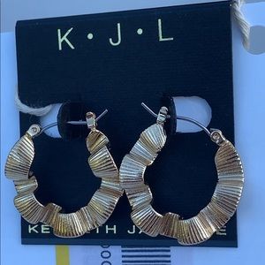 NWT Kenneth Jay Lane Large Loop 14K Gold Earring